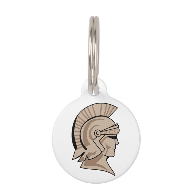 Trojan or Spartan Mascot Pet Tag (Front)