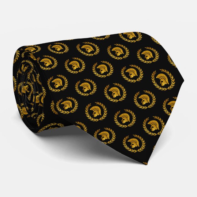 Trojan Warrior Pattern in Gold Tie (Rolled)