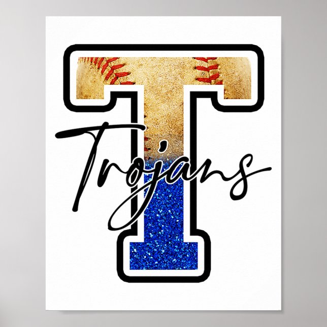 Trojans Baseball Team Mascot Pride School Spirits  Poster (Front)