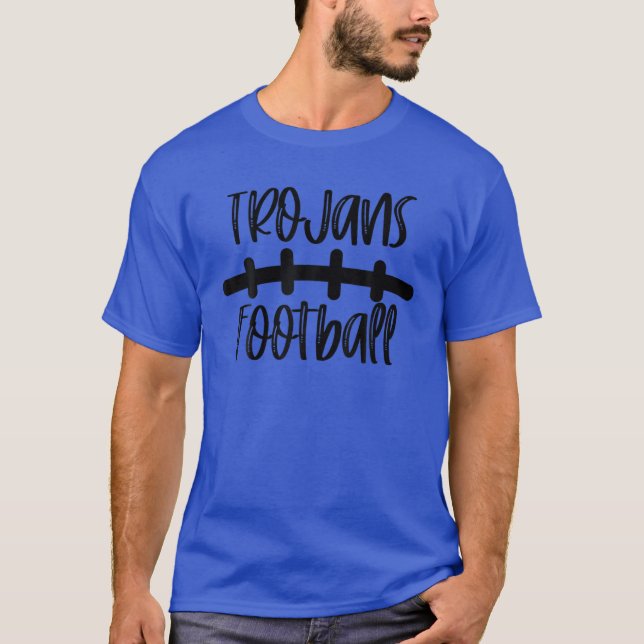 Trojans Football School Spirit Team Mascot Game Ni T-Shirt (Front)