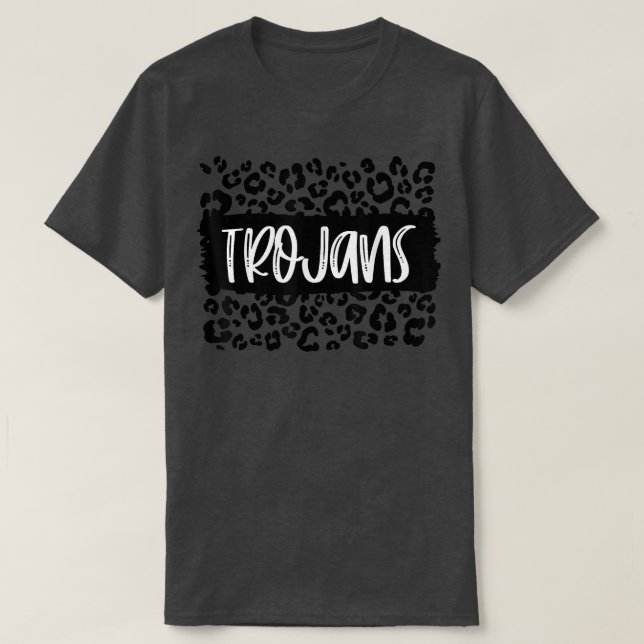 Trojans Team Mascot School Spirit Game Night Leopa T-Shirt (Design Front)