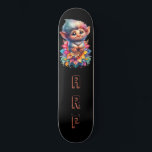 *~* Troll AP89 Hippie Neon Whimsical Initial Cute Skateboard<br><div class="desc">(Search code AP89 for Troll items and AP88 for mediaeval theme items ) Easily Transfer to other Zazzle Products. BLACK background Skateboard. The Hippie NEON colours just pop Customise / Personalise your INITIALS / MONOGRAM. Cute funny Long Hair Troll . Whimsical Cute Fun Bright RAINBOW neon colours. This is a...</div>