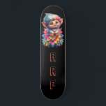 *~* Troll AP89 Hippie Neon Whimsical Initial Cute Skateboard<br><div class="desc">(Search code AP89 for Troll items and AP88 for mediaeval theme items ) Easily Transfer to other Zazzle Products. BLACK background Skateboard. The Hippie NEON colours just pop Customise / Personalise your INITIALS / MONOGRAM. Cute funny Long Hair Troll . Whimsical Cute Fun Bright RAINBOW neon colours. This is a...</div>