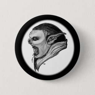 Troll black and white design 6 cm round badge