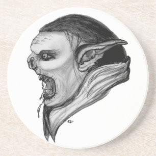 Troll black and white design coaster