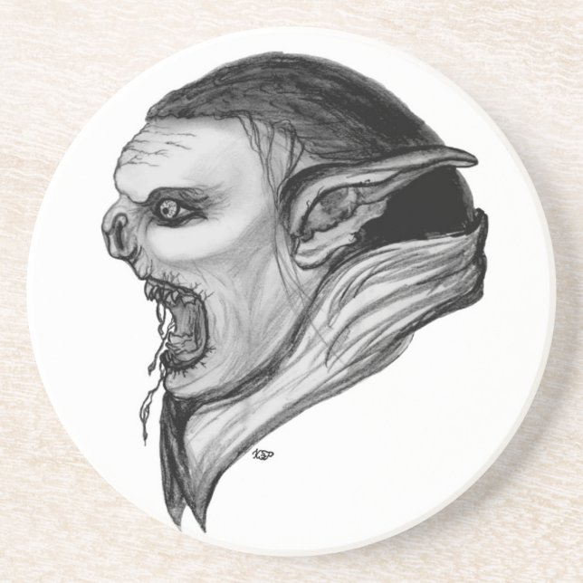 Troll black and white design coaster (Front)