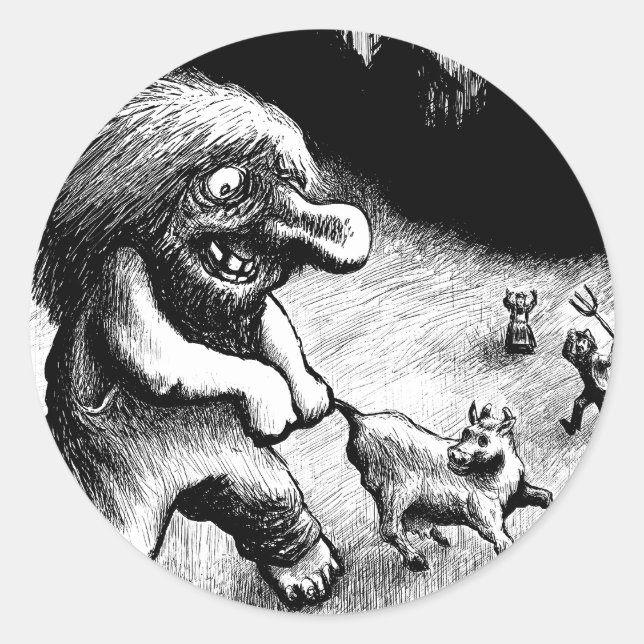 troll-clipart-13 classic round sticker (Front)