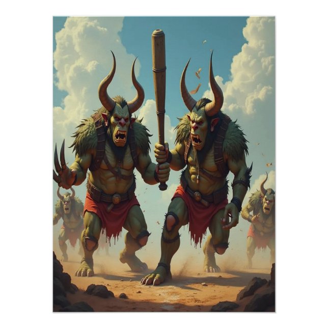 Troll Cricket Bat Battle Glossy Poster (Front)