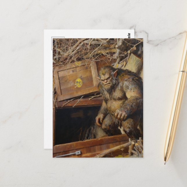 Troll enters a Portal Postcard (Front/Back In Situ)