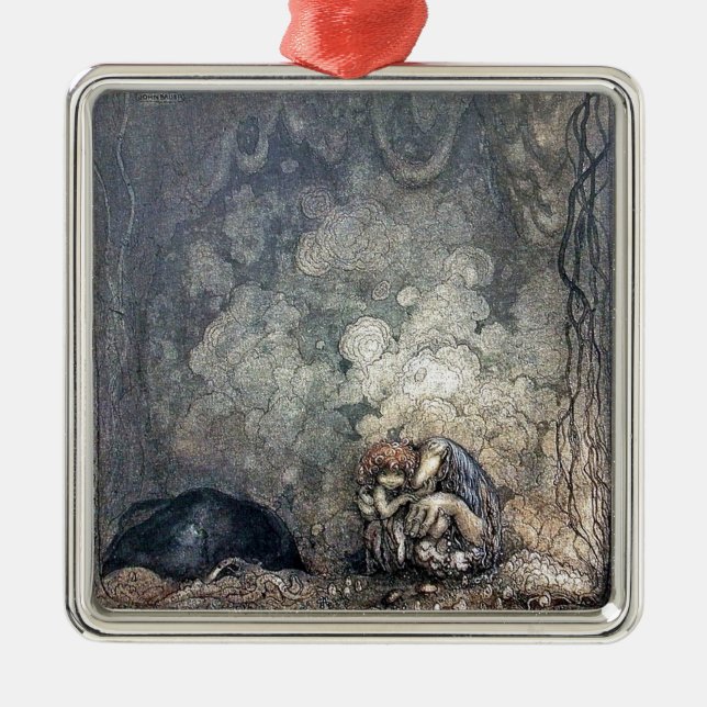 Troll Holding Child Metal Tree Decoration (Front)