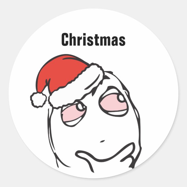 Troll Le Me Memes thinking high EDITABLE christmas Classic Round Sticker (Front)