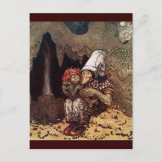 Troll Mother Beside a Campfire Postcard