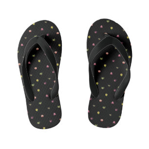 troll pattern black kid's jandals