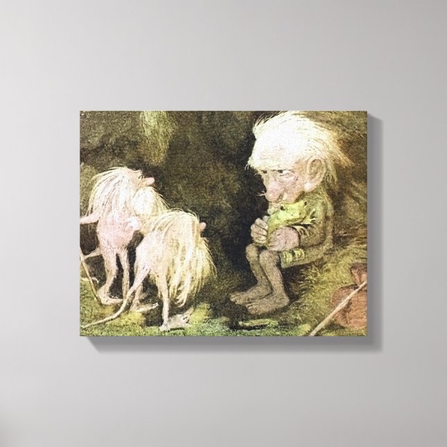 Troll with his Pet Frog Canvas Print (Front)