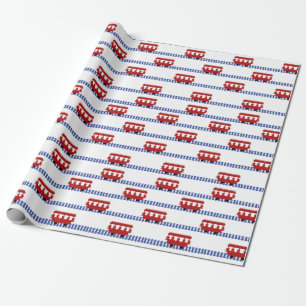 Trolley on tracks wrapping paper