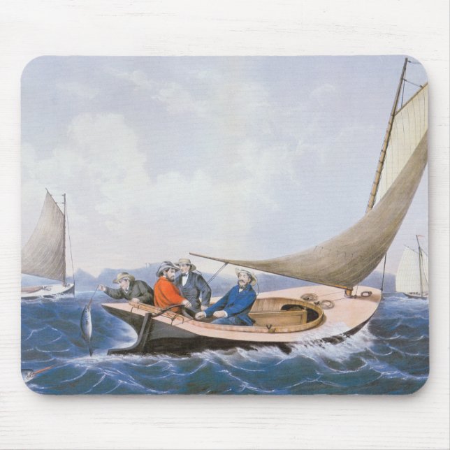Trolling for Blue Fsh off the Coast of Maine Mouse Pad (Front)