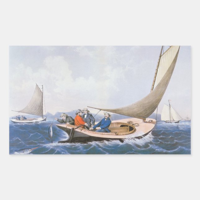 Trolling for Blue Fsh off the Coast of Maine Rectangular Sticker (Front)