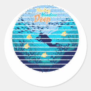 Trolling For Lake Trout Marking Monsters Classic Round Sticker