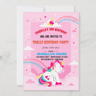 Trolls Poppy Birthday Invitation