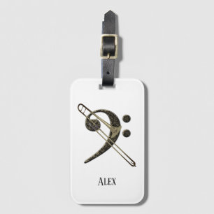 Trombone Bass Clef Music Instrument ID Luggage Tag