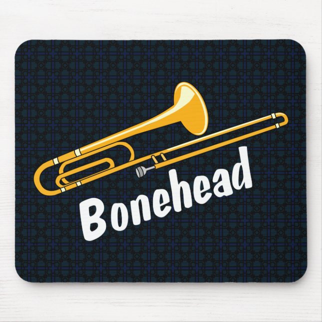 Trombone Bonehead White Text Mouse Pad (Front)