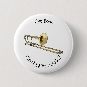 Trombone cartoon illustration 6 cm round badge