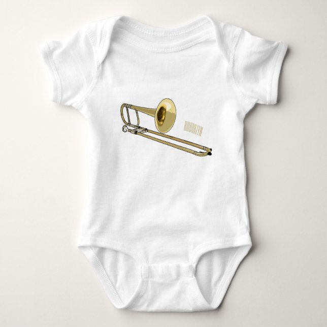 Trombone cartoon illustration baby bodysuit (Front)
