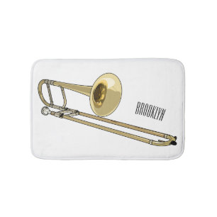 Trombone cartoon illustration bath mat