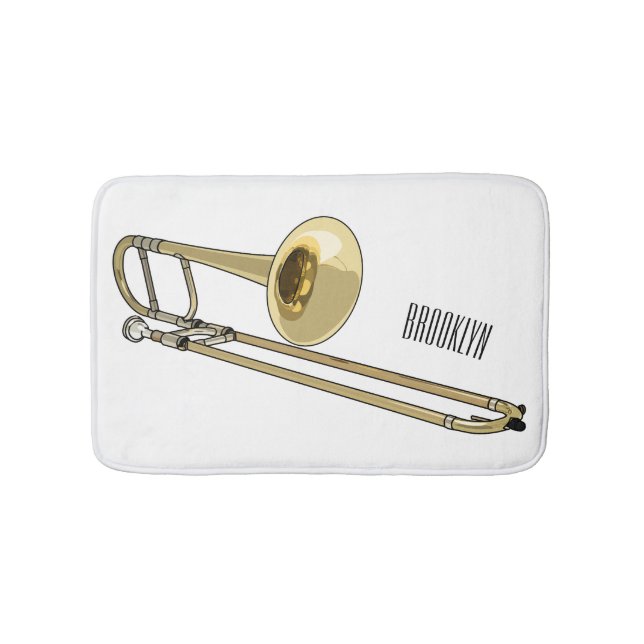 Trombone cartoon illustration bath mat (Front)