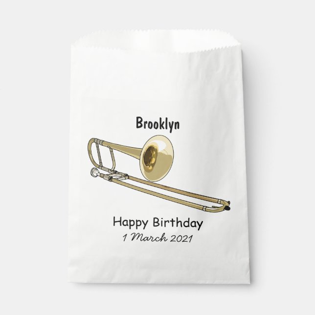 Trombone cartoon illustration favour bags (Front)