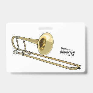 Trombone cartoon illustration ID badge