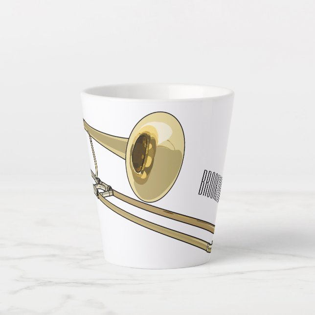 Trombone cartoon illustration latte mug (Front)