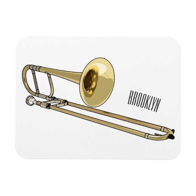 Trombone cartoon illustration magnet (Horizontal)