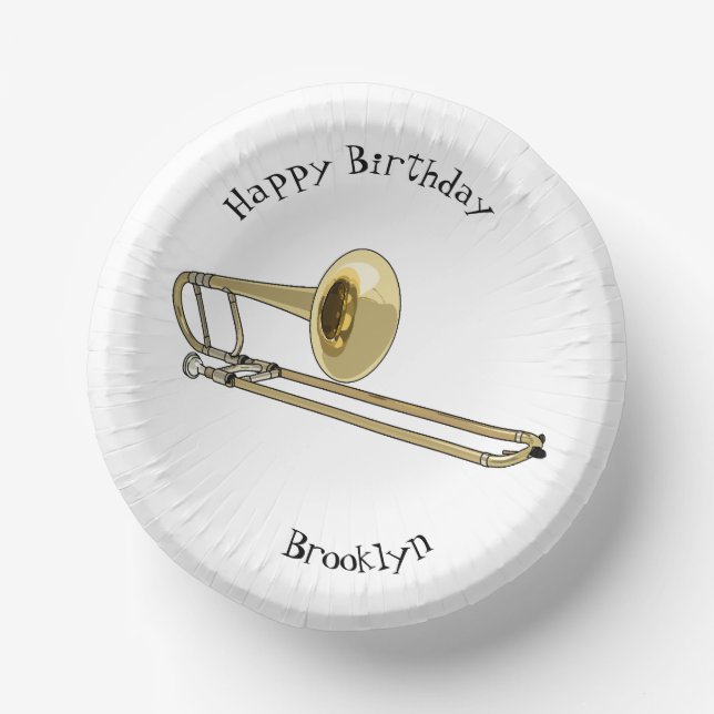 Trombone cartoon illustration paper plate (Front)