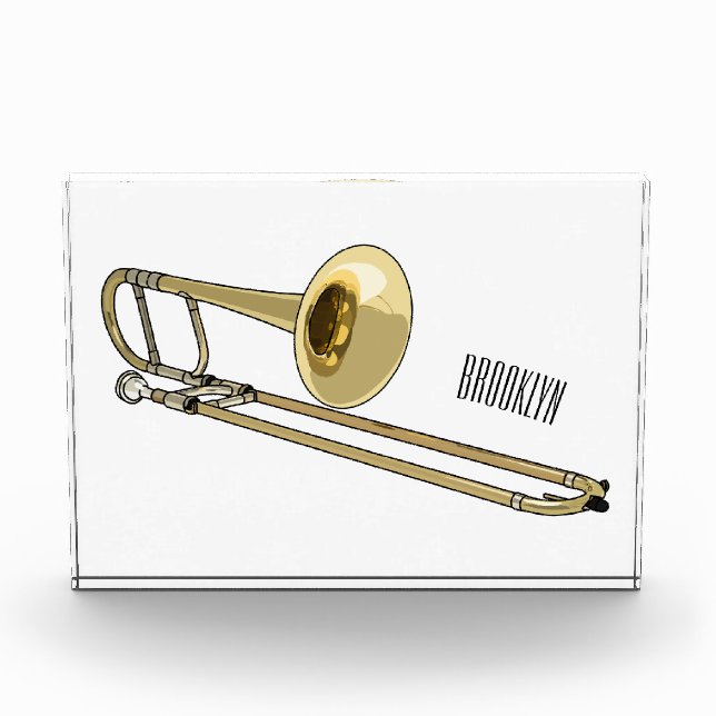 Trombone cartoon illustration photo block (Front)