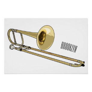 Trombone cartoon illustration poster