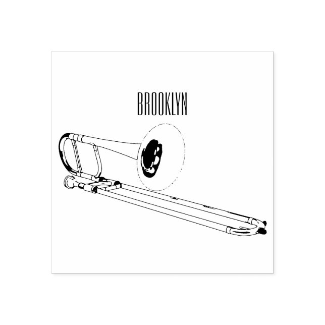 Trombone cartoon illustration rubber stamp (Imprint)