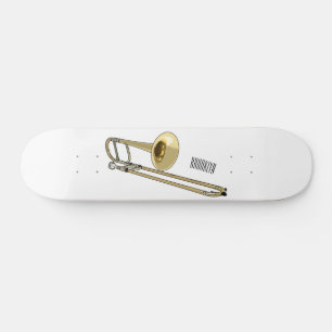 Trombone cartoon illustration skateboard