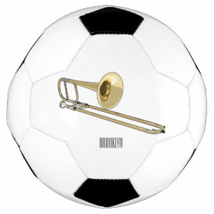 Trombone cartoon illustration soccer ball