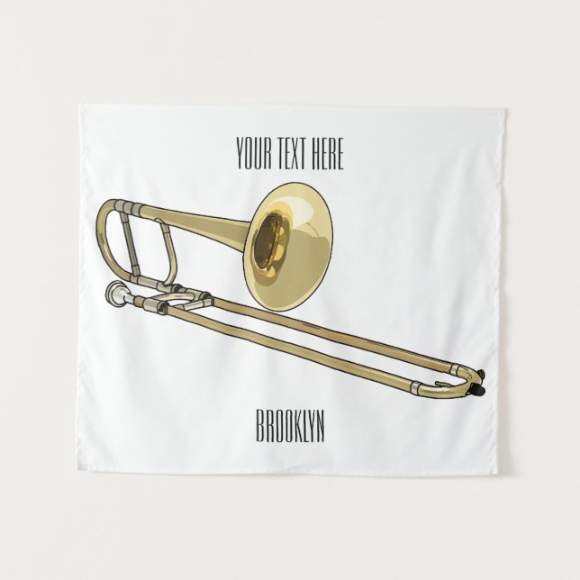 Trombone cartoon illustration tapestry (Front (Horizontal))