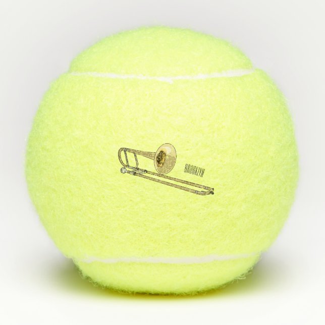 Trombone cartoon illustration tennis balls (Front)