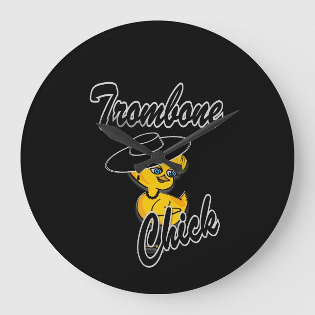 Trombone Chick #4 Large Clock (Front)