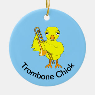 Trombone Chick Ceramic Tree Decoration