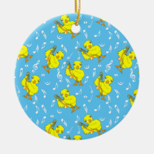 Trombone Chick Music Notes Ceramic Tree Decoration