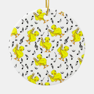 Trombone Chick Music Notes Ceramic Tree Decoration