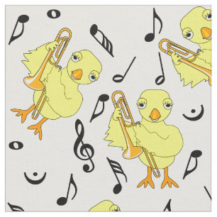 Trombone Chick Music Notes  Fabric