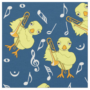 Trombone Chick Music Notes  Fabric