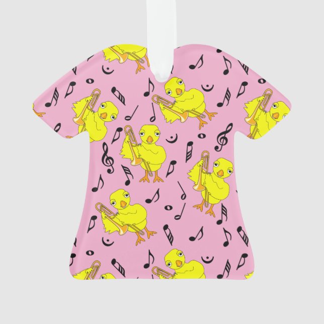 Trombone Chick Music Notes Ornament (Back)