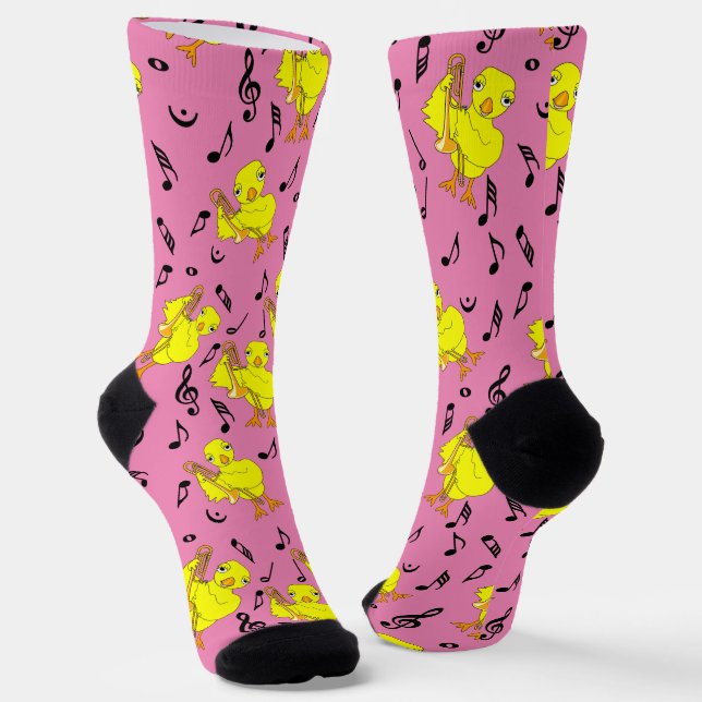 Trombone Chick Music Notes Socks (Angled)