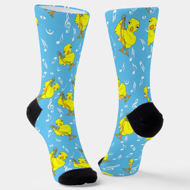 Trombone Chick Music Notes Socks (Angled)